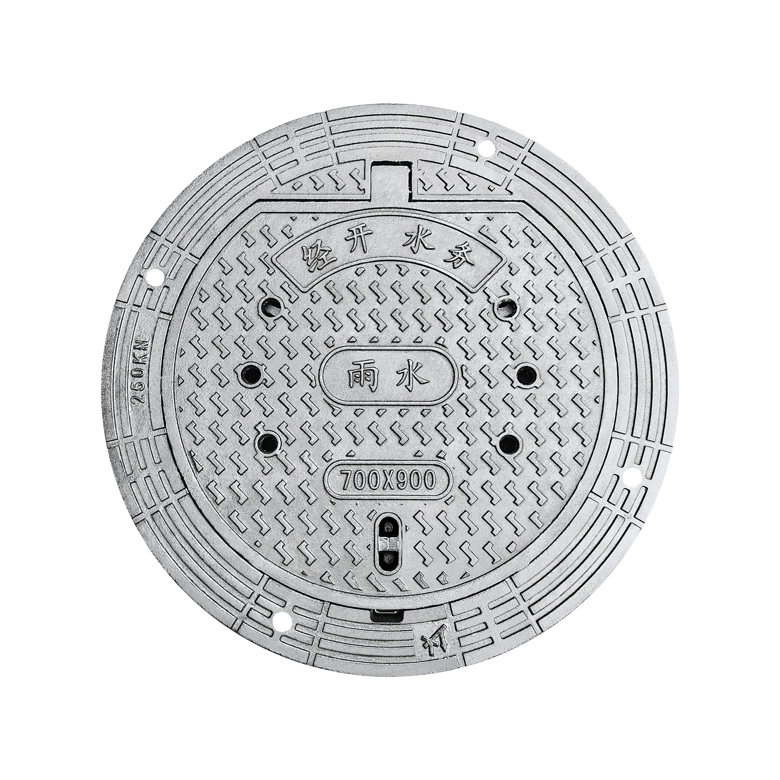 غطاء فتحة تفتيش من الحديد المطاوع LZBMetal مضاد للهبوط مع شبكة أمان 700×900×120، 70 كجم